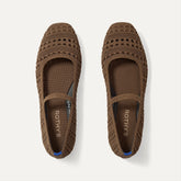 The Max Square Mary Jane in Cinnamon Crochet shown from the top.