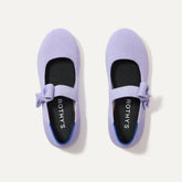 The Kids Tux Bow Mary Jane in Soft Orchid shown from the top.