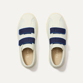 The Kids Strap Sneaker in Blue Raspberry shown from the top.