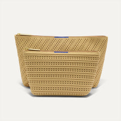 PDP |The Travel Pouch Set in Brown Butter Crochet shown from the front.