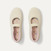 The Kids MJ Sneaker in Cream Puff shown from the top.