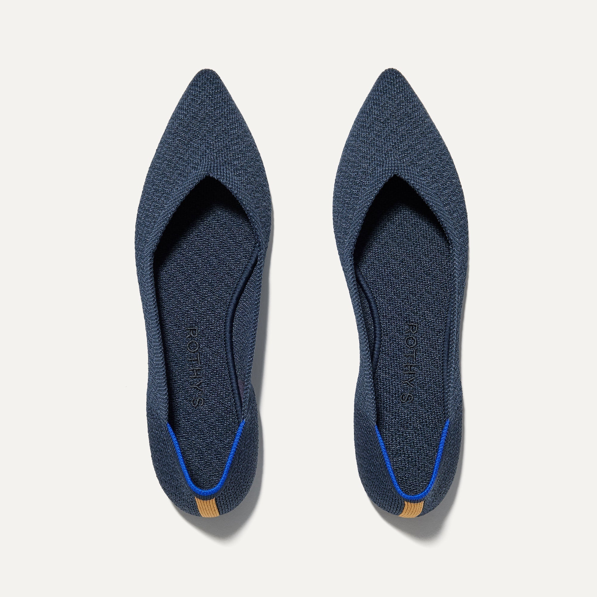 The Point in Navy Herringbone shown from the top. 