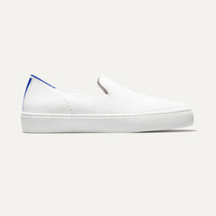 The slip-on Sneaker in Bright White shown from a side view showing the outsole.