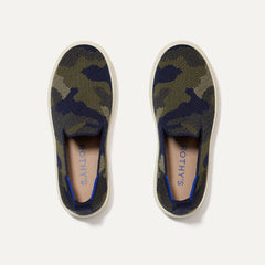 The Kids Sneaker in Spruce Camo shown from the top.