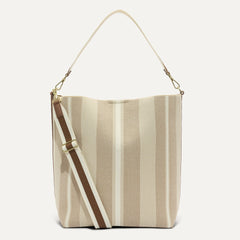 PDP |The Bucket Bag in Oat Latte shown from the front.