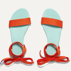A pair of The Wrap slide sandals in Picnic shown from the top view.