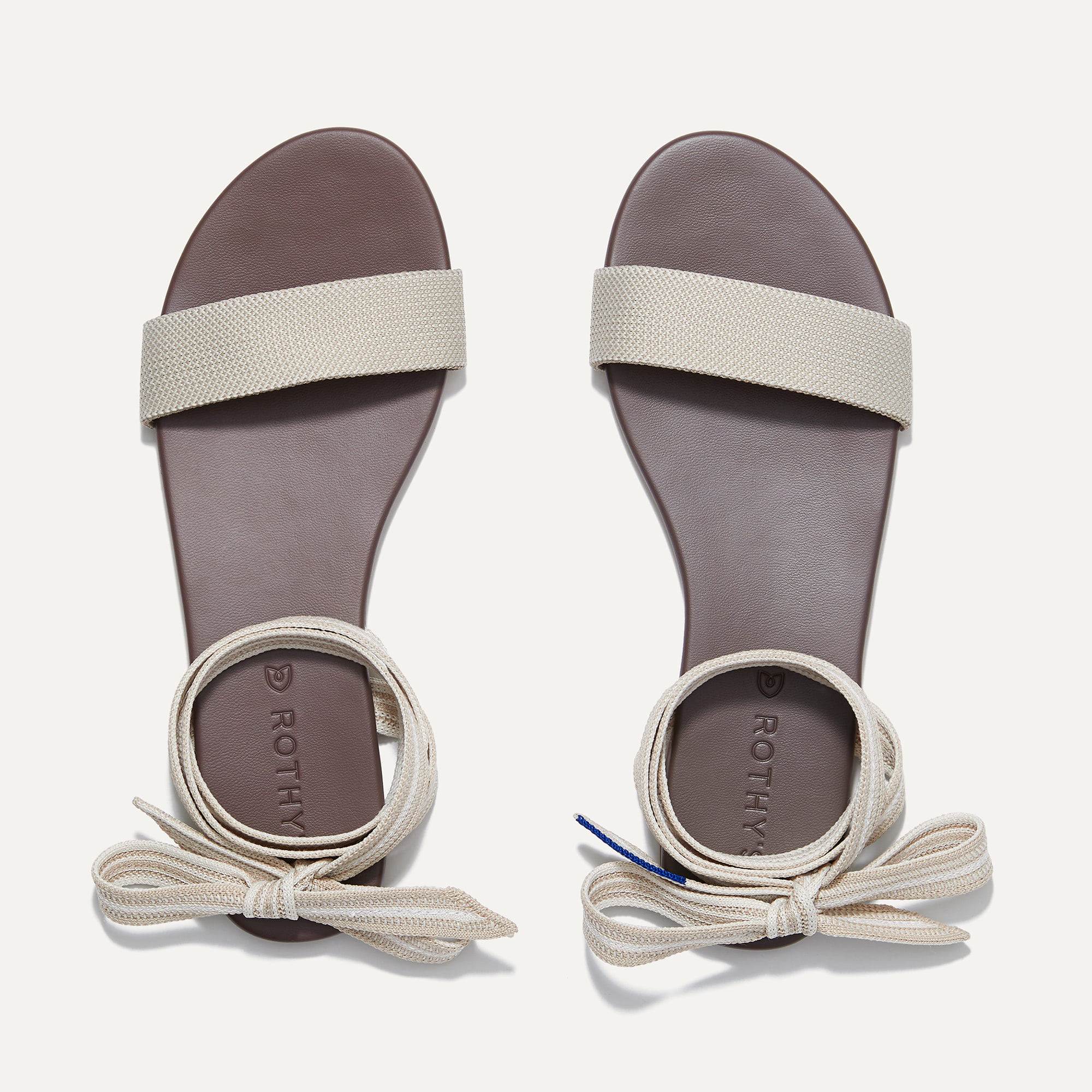 A pair of The Wrap slide sandals in Sandcastle shown from the top view.