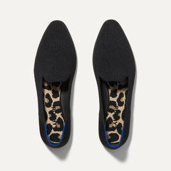 The Almond Loafer in Black shown from the top. 