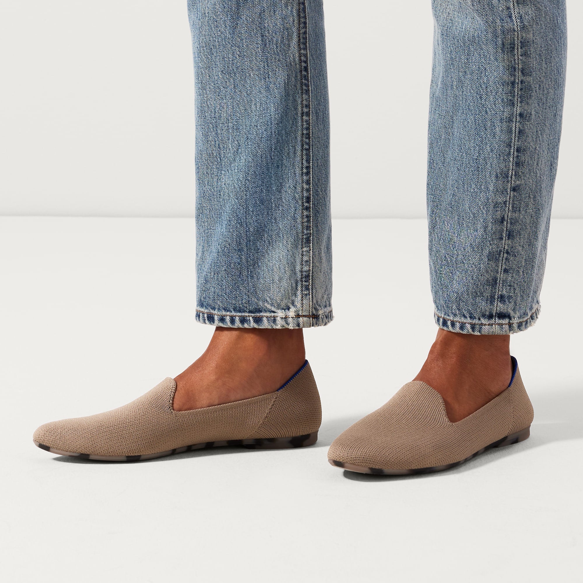 hover | Model wearing The Almond Loafer in Portobello. 