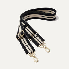 The Crossbody Strap in Black and White Stripe.