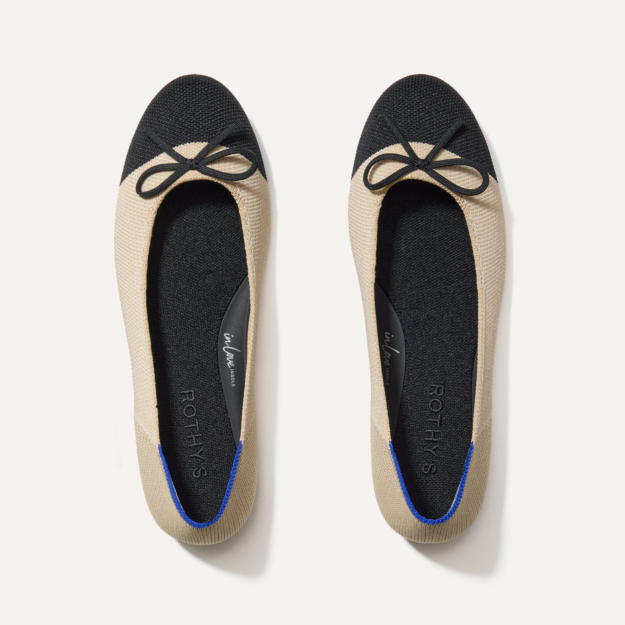 The Ballet Flat in Cream Captoe shown from the top. 