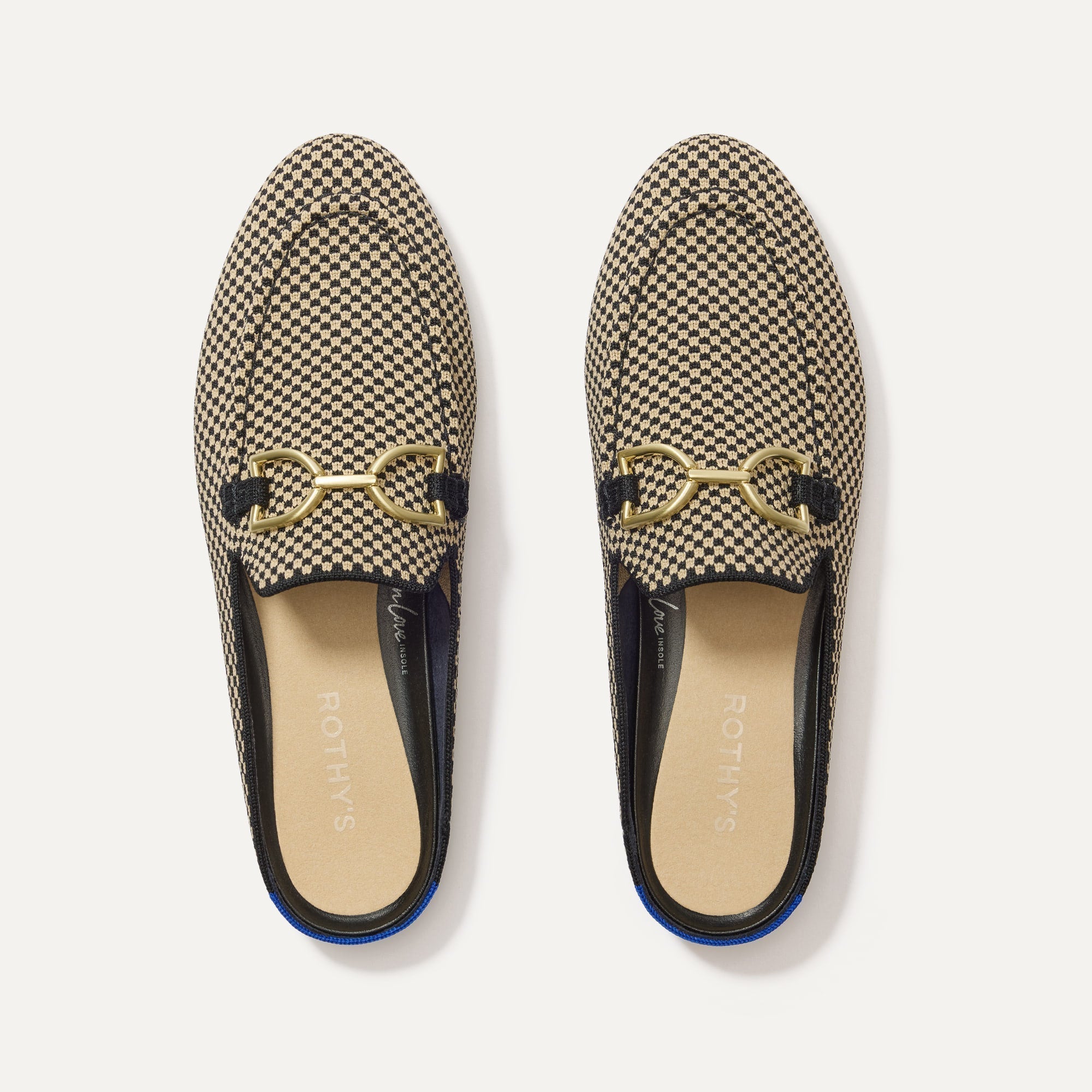 The Double Bit Loafer Mule in Classic Micro Check shown from the top. 