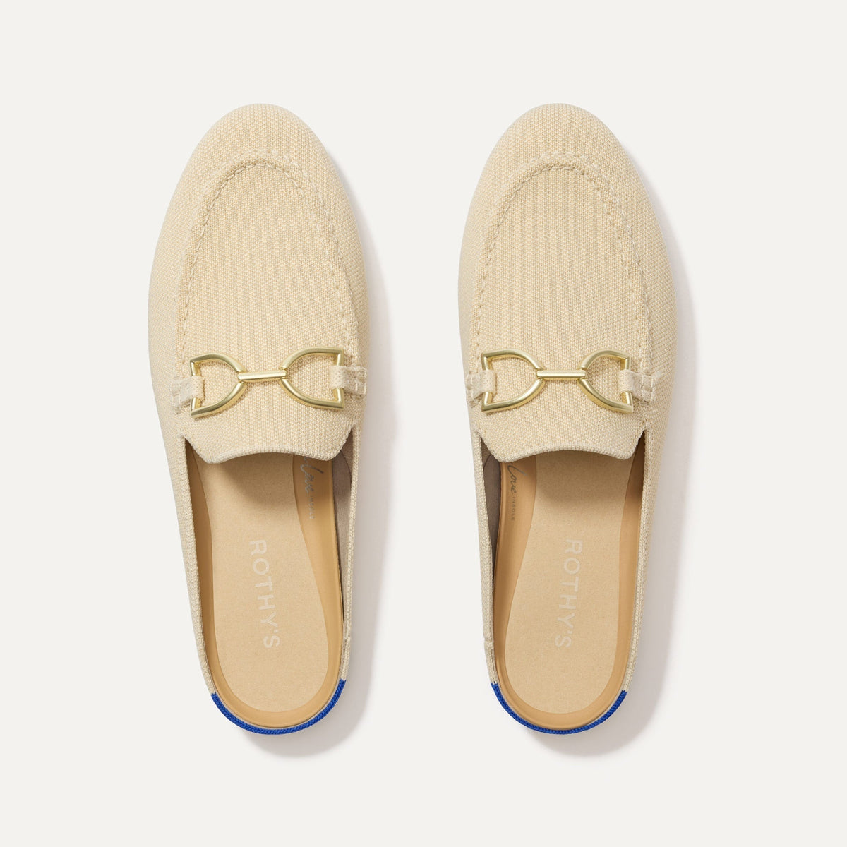 The Double Bit Loafer Mule in Sandstone shown from the top. 