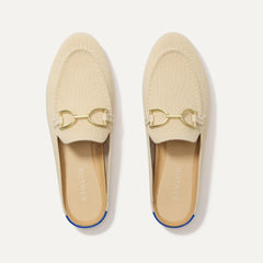 The Double Bit Loafer Mule in Sandstone shown from the top. 