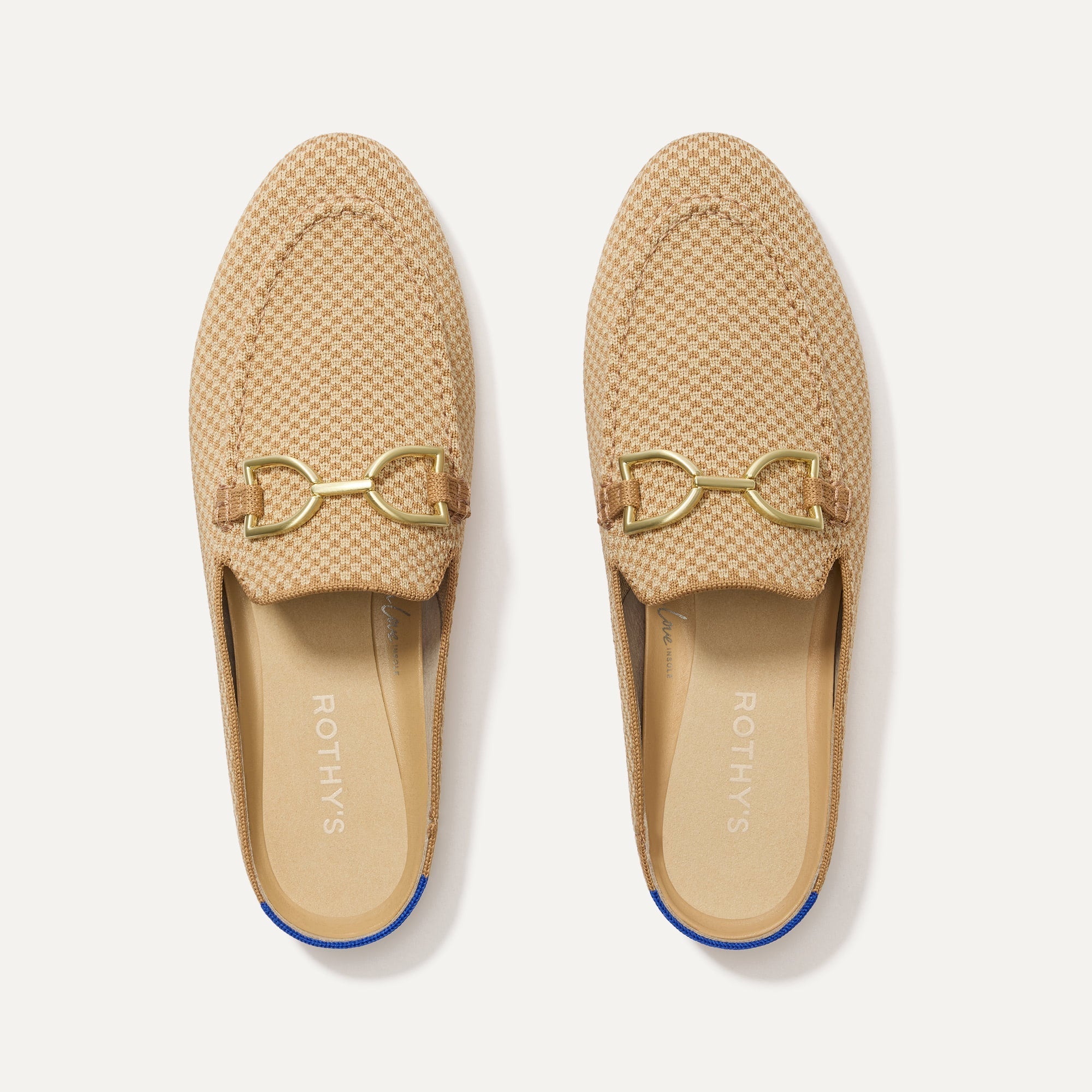 The Double Bit Loafer Mule in Waffle Micro Check shown from the top. 