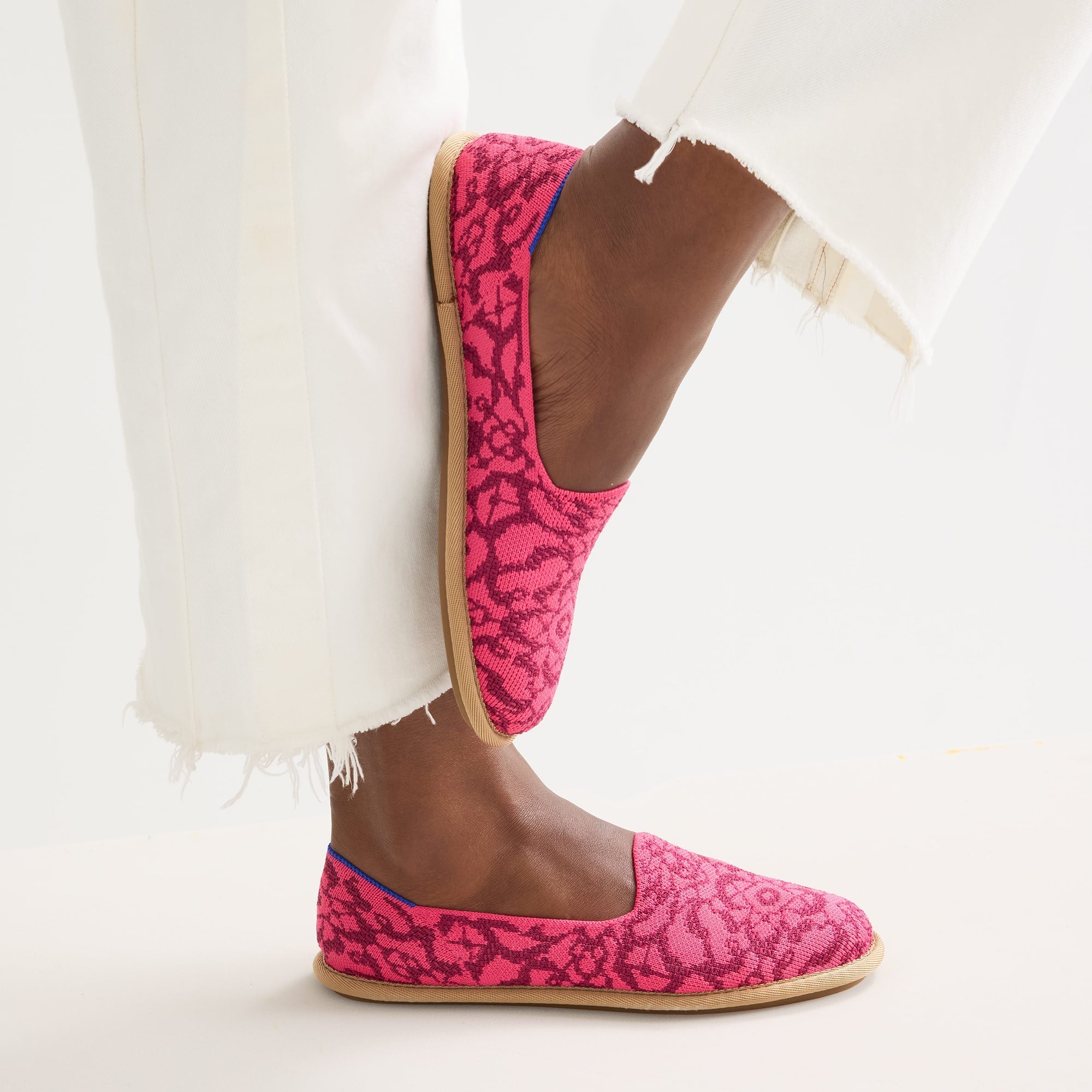 hover | Model wearing The Cruiser Loafer in Fuchsia Bloom.