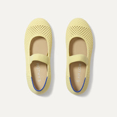 The Kids Mary Jane in Lemonade Open-Knit shown from the top.