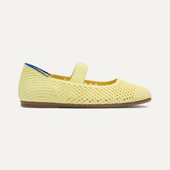 side | The Kids Mary Jane in Lemonade Open-Knit shown from the side.