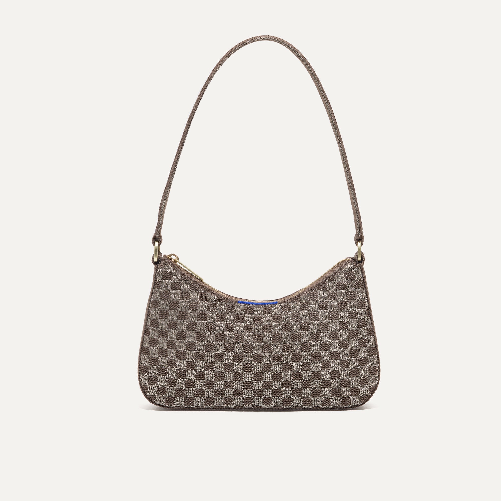 PLP |The Mini Shoulder Bag in Light Pewter shown from the front.
