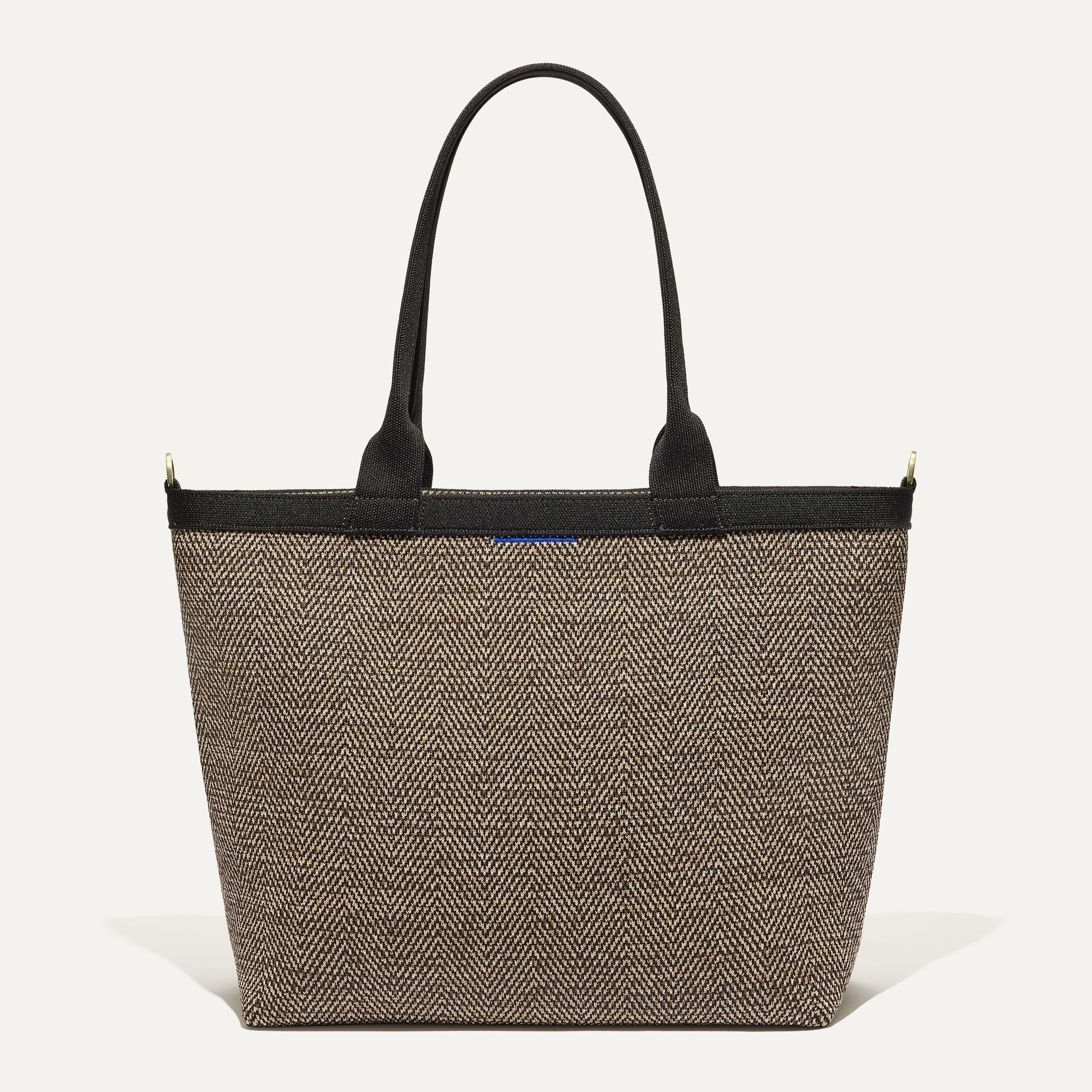 PLP |The Lightweight Zip Tote in Cacao Herringbone shown from the front.