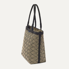 The Lightweight Zip Tote in Polar Zig Zag, shown from the side.
