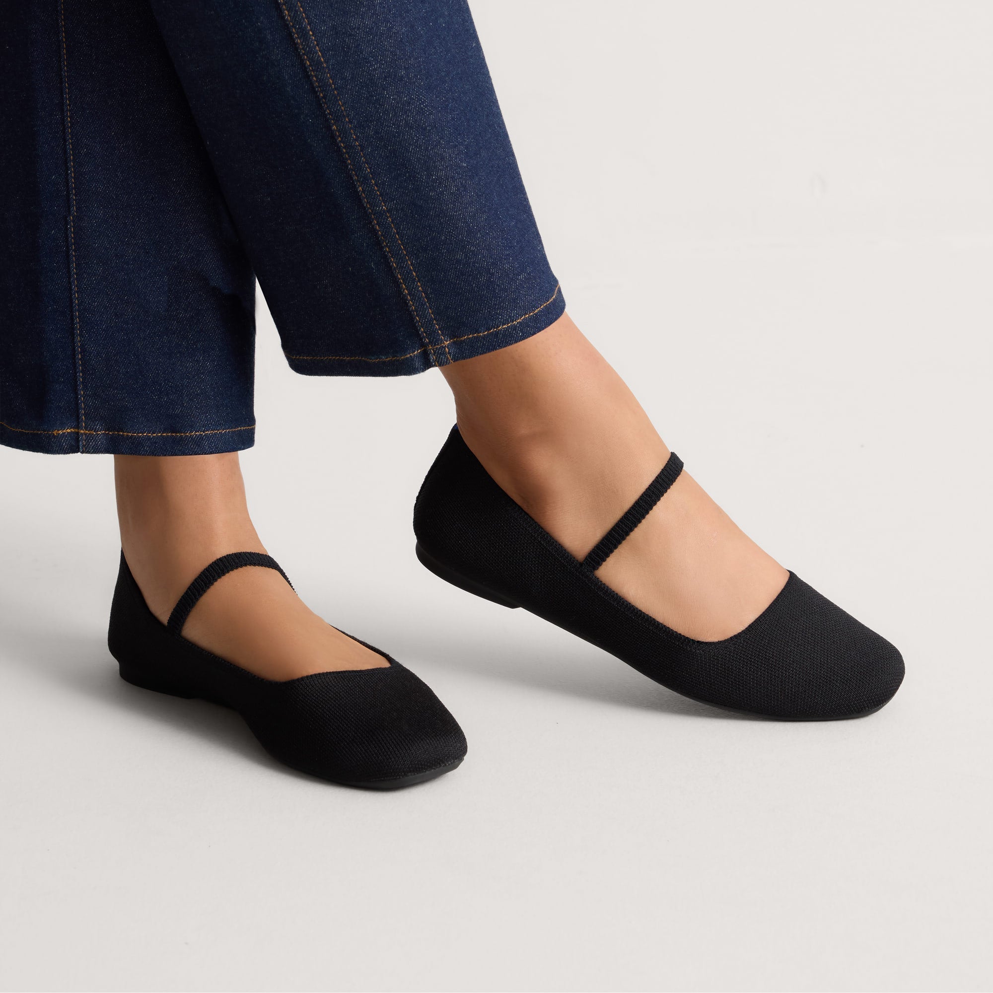 hover | Model wearing The Max Square Mary Jane in Black.