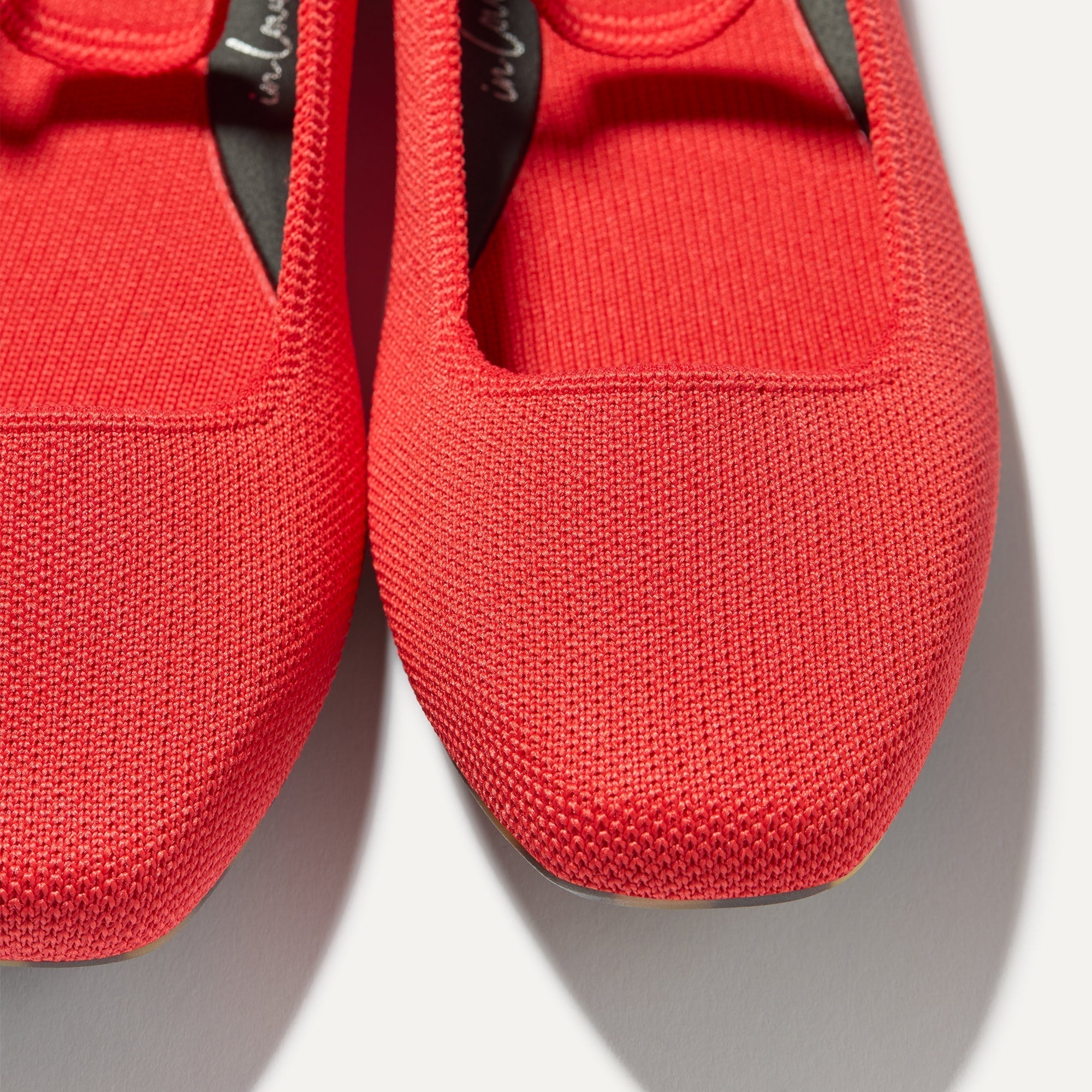 Top view of the square toe and rounded vamp of The Max Square Mary Jane in Red Hot.