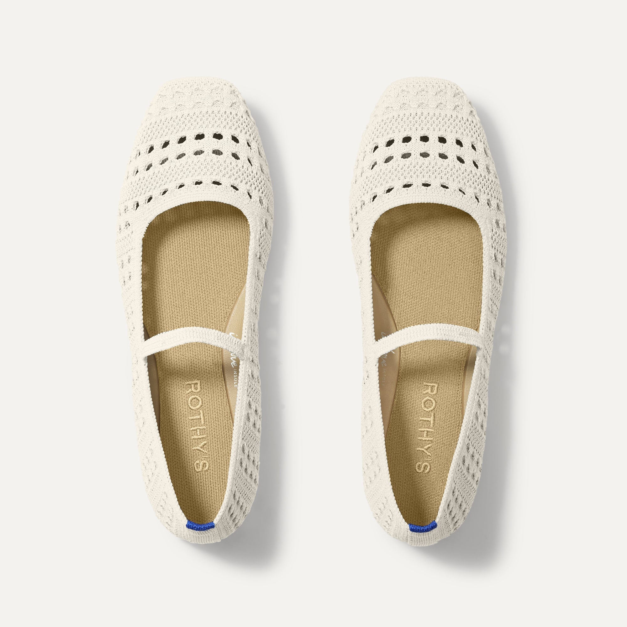 The Max Square Mary Jane in Sandy Crochet shown from the top.