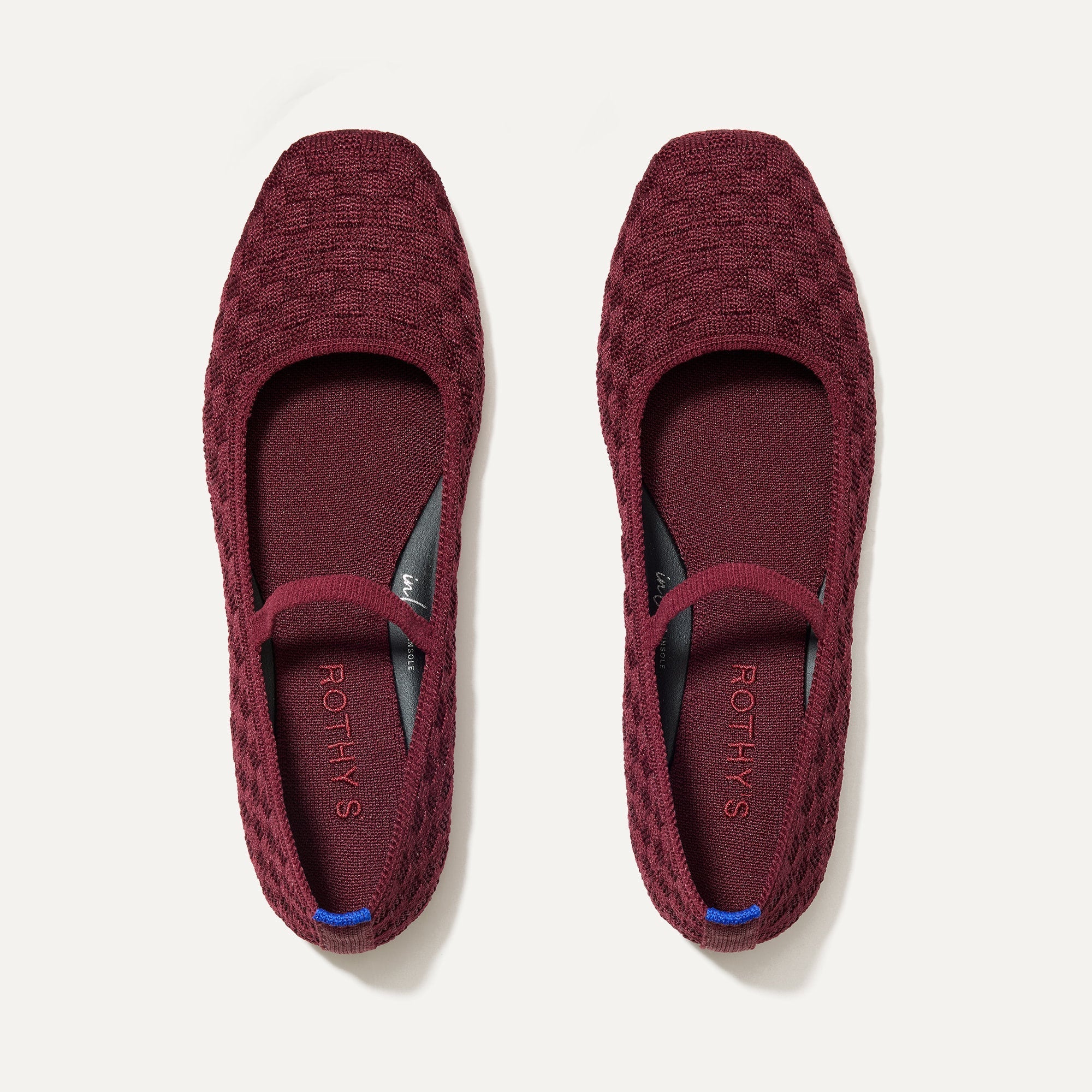 The Max Square Mary Jane in Wine Red shown from the top.
