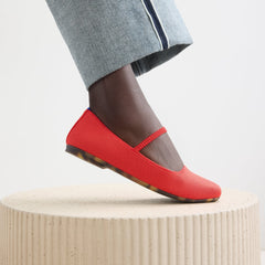 hover | Model wearing The Max Square Mary Jane in Red Hot.