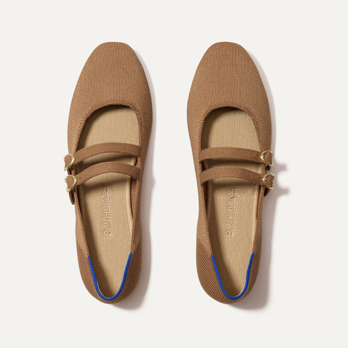The Double Buckle Mary Jane in Java Chip shown from the top.