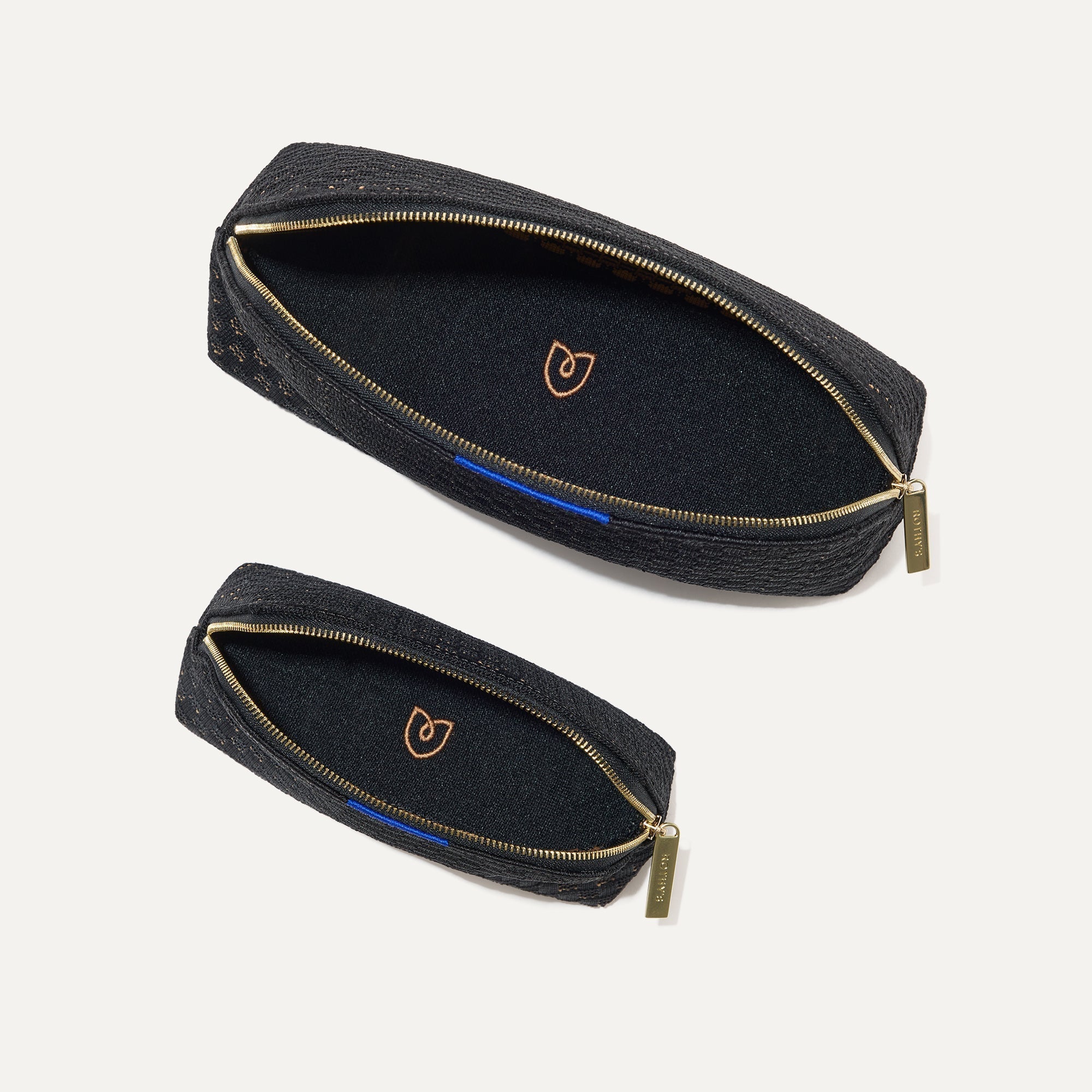 The Vanity Set in Night Song shown from the top with zipper closure open. 