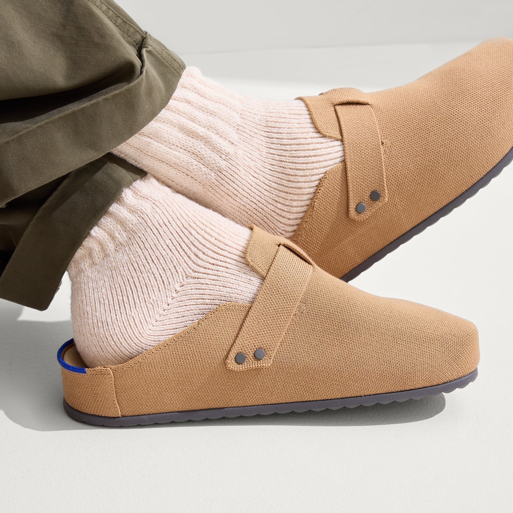 hover | Model wearing The Men's Clog in Butternut.