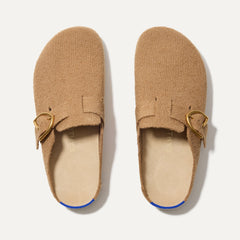 The Buckle Clog in Wren Bouclé shown from the top. 