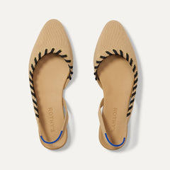 The Almond Slingback in Eyelet Frappe shown from the top.