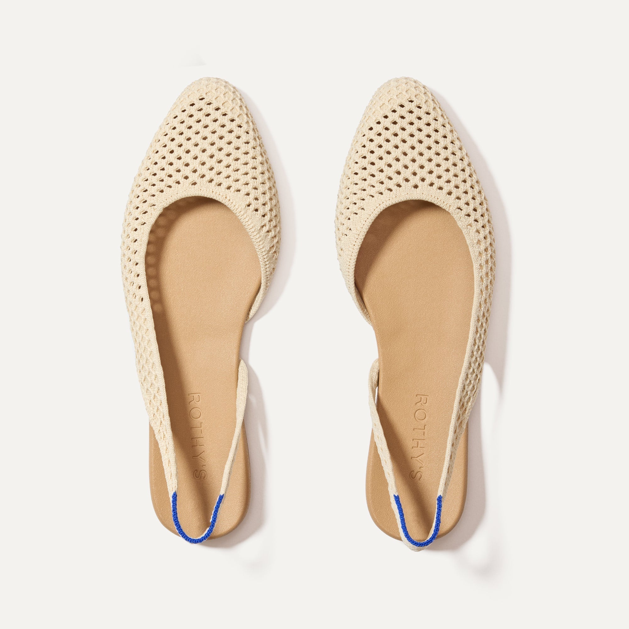 The Almond Slingback in Off White Mesh shown from the top.