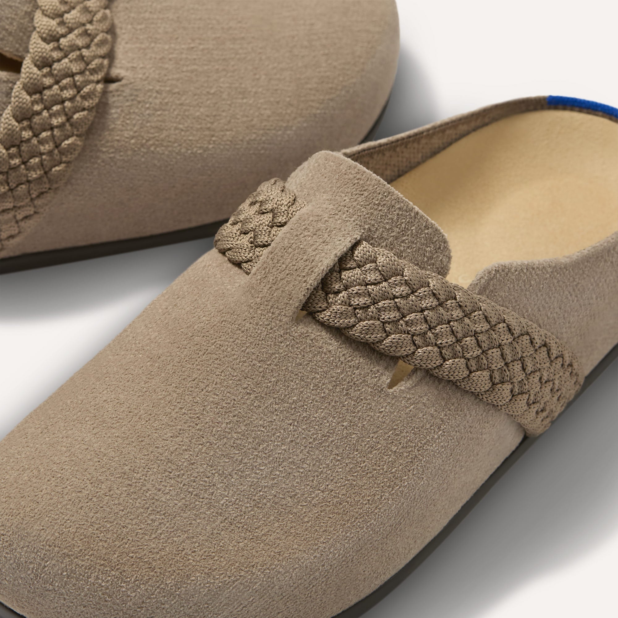 macro | Close up of the braid detail across the top of The Braid Clog in ReVelvet Sparrow. 