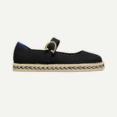 side | The Espadrille Mary Jane in Black, shown from the side.