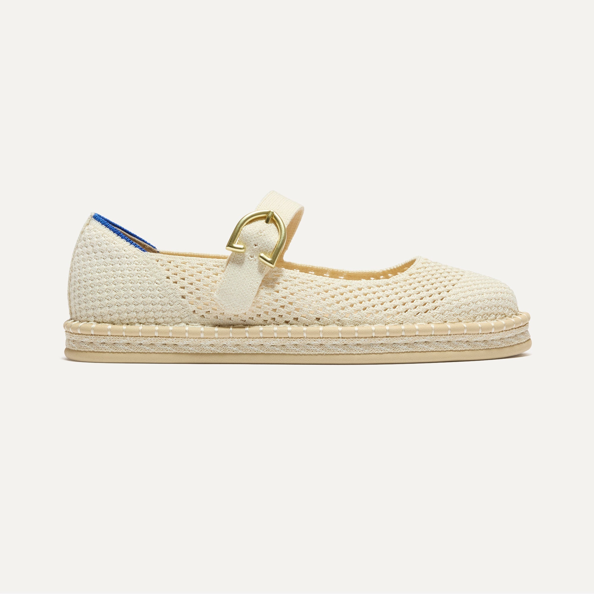 side | The Espadrille Mary Jane in Jasmine, shown from the side.