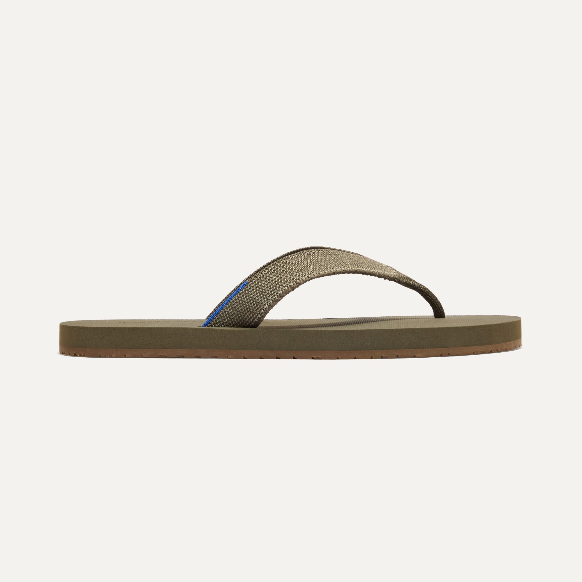 The Men's Flip Flop in Moss Green shown from the side.