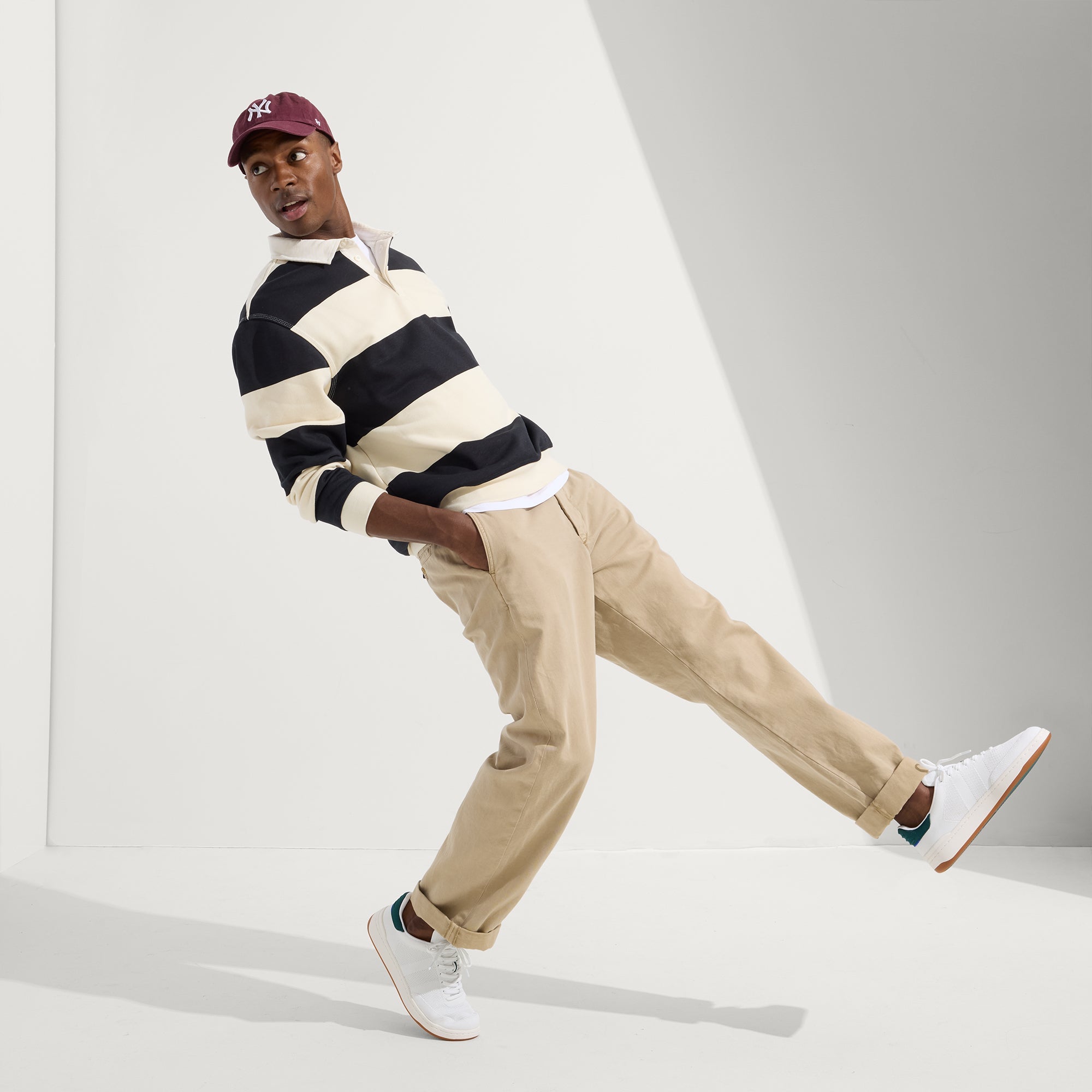 model | Alternate view of a model wearing The Men's Court Sneaker in Turf. 