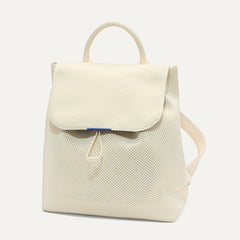 PDP | The Cinch Backpack in Coconut Crochet shown from the front.