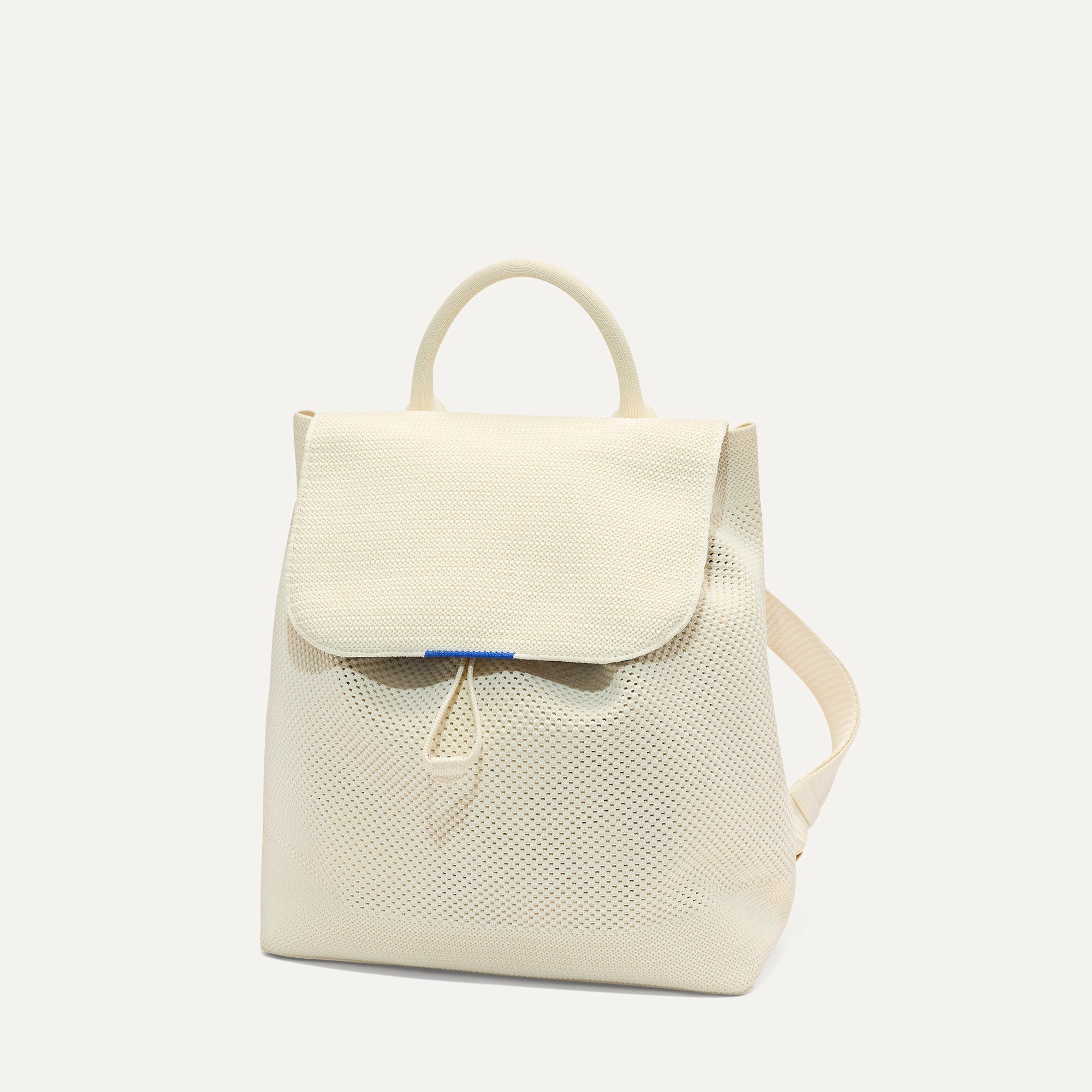 PLP | The Cinch Backpack in Coconut Crochet shown from the front.