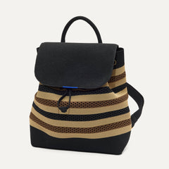 PDP | The Cinch Backpack in Mocha Stripe Crochet shown from the front.