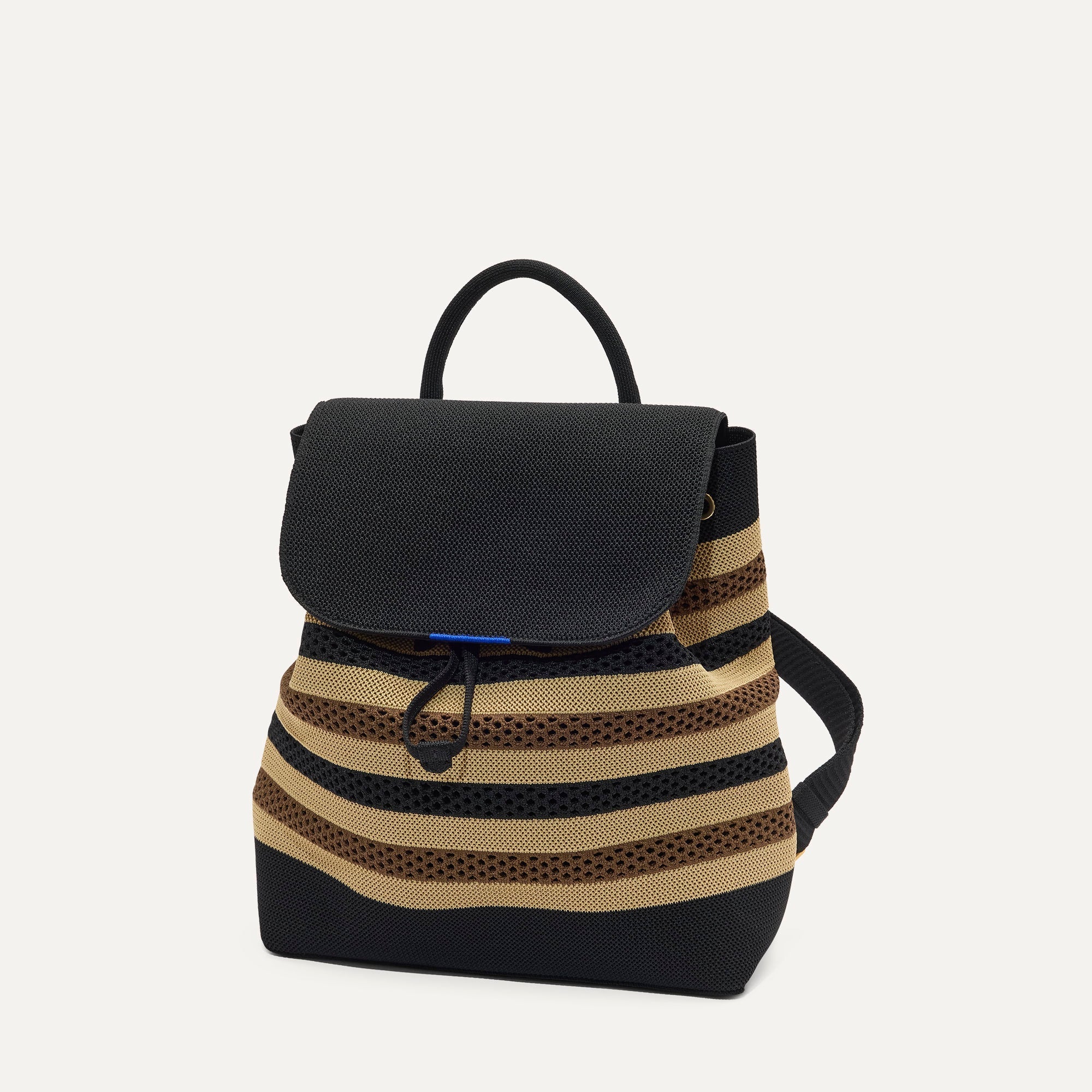PLP | The Cinch Backpack in Mocha Stripe Crochet shown from the front.