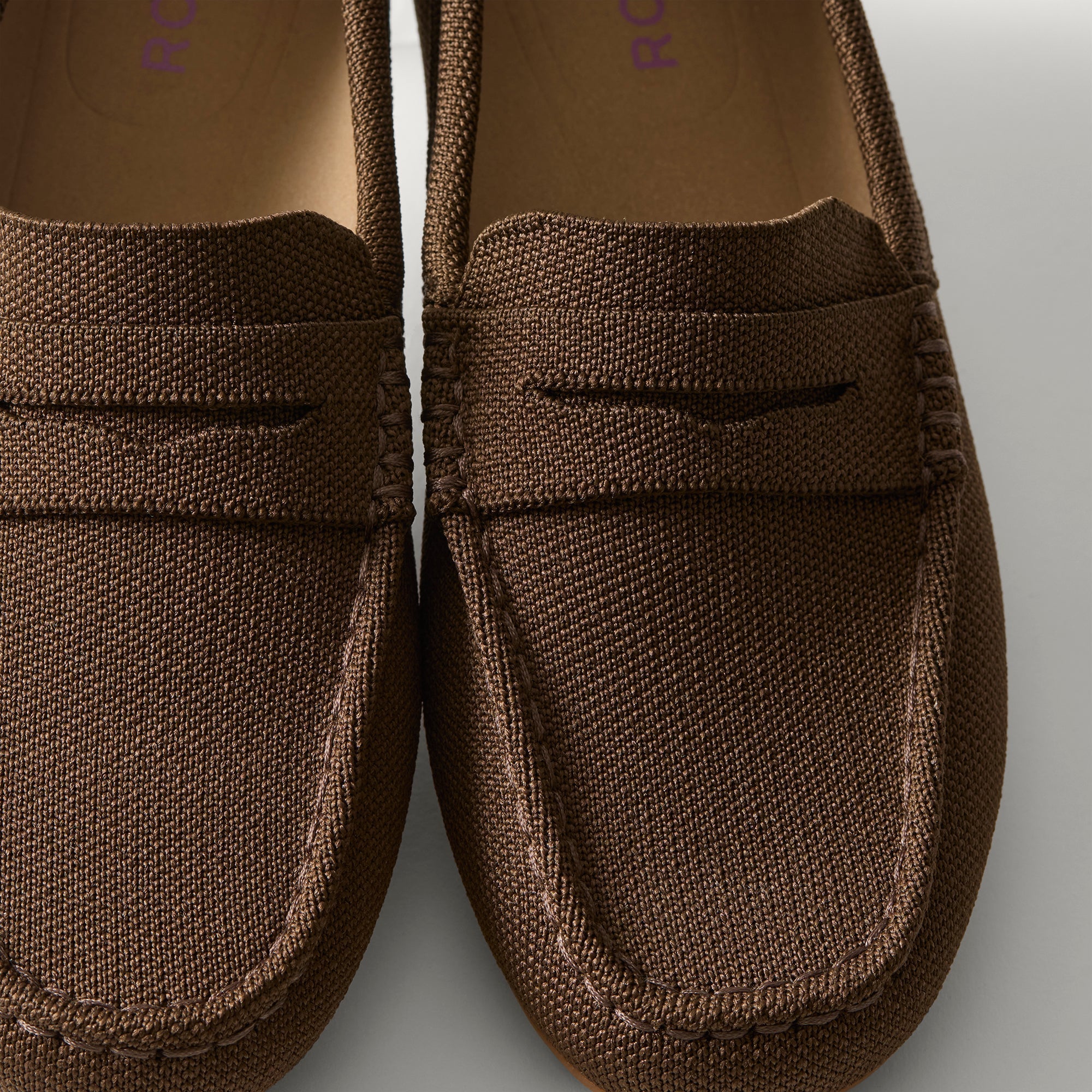 macro | Close up of the toe and vamp of The Daily Driver in Dark Morel. 