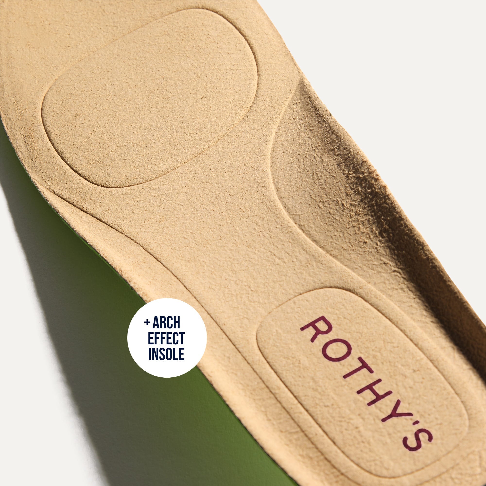 Close up of the Arch Effect Insole on The Daily Driver in Dragonfly. 