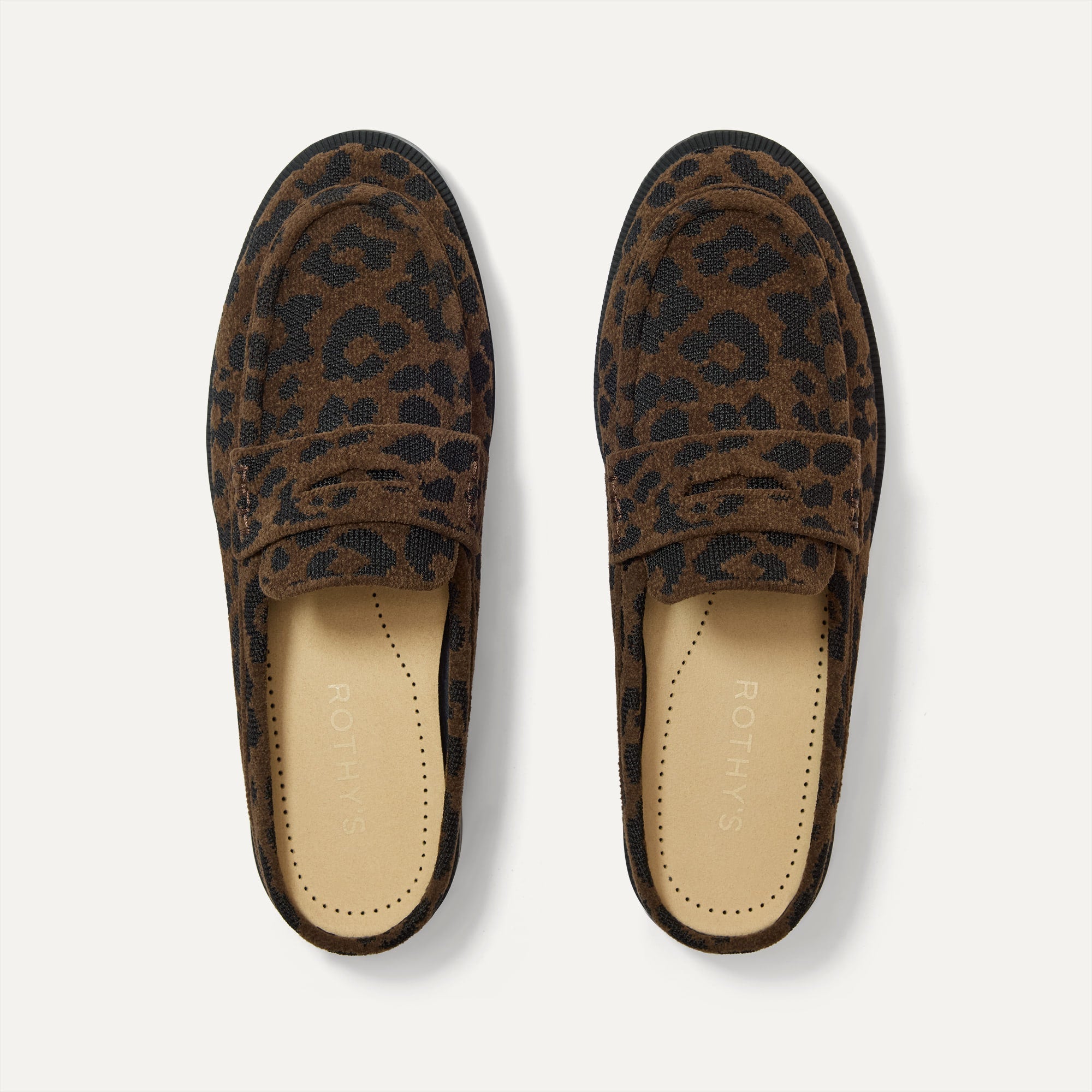 The Penny Loafer Mule in ReVelvet Cheetah shown from the top.
