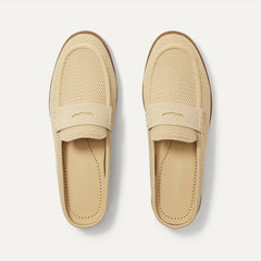 The Penny Loafer Mule in Sandstone Raffia-Knit shown from the top.