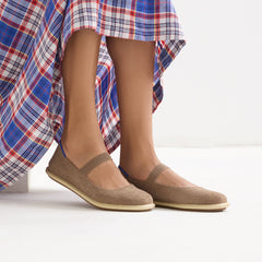 hover | Model wearing The Cruiser Mary Jane in ReVelvet™ Portobello.